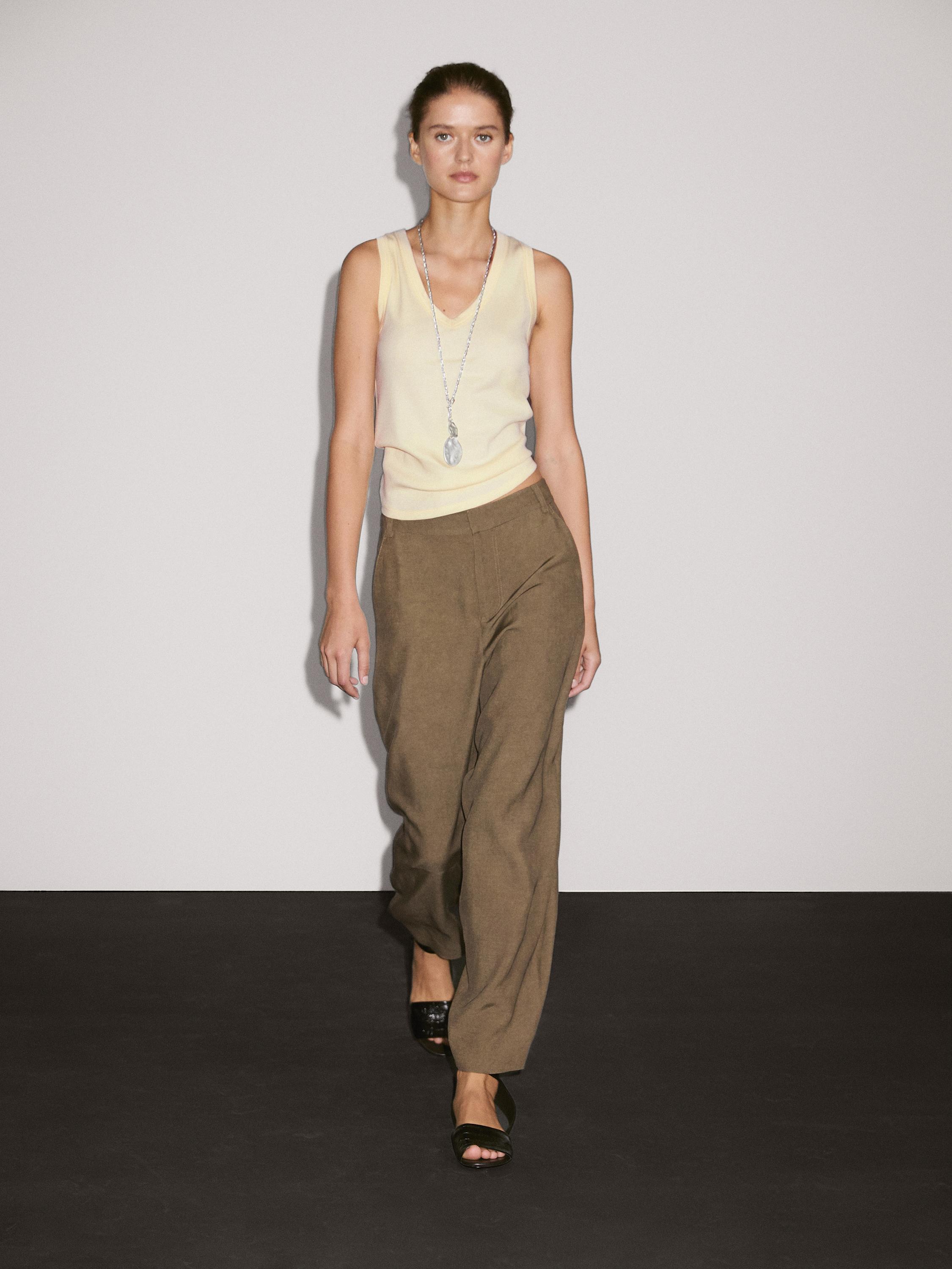 Pantalon barrel taille haute fluide